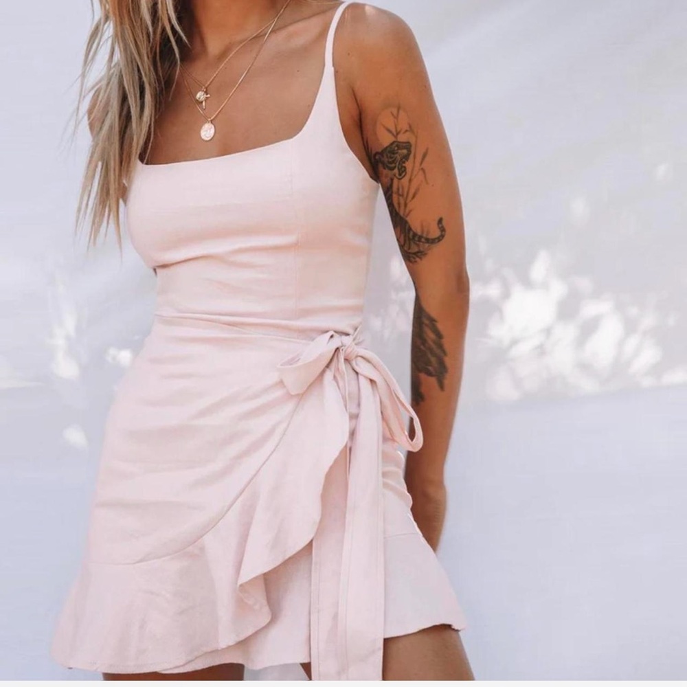Oh Polly Pink Peplum Sundress